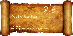 Petik Cintia névjegykártya